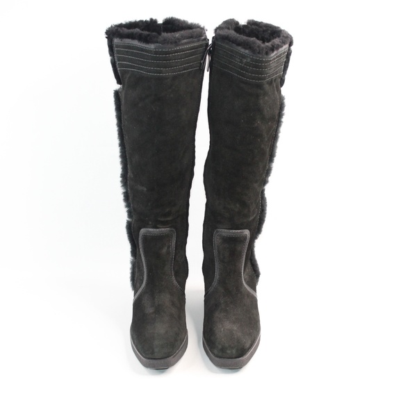 Cole Haan Black Faux Fur Lined Tall Knee Boots #137 - Picture 2 of 8